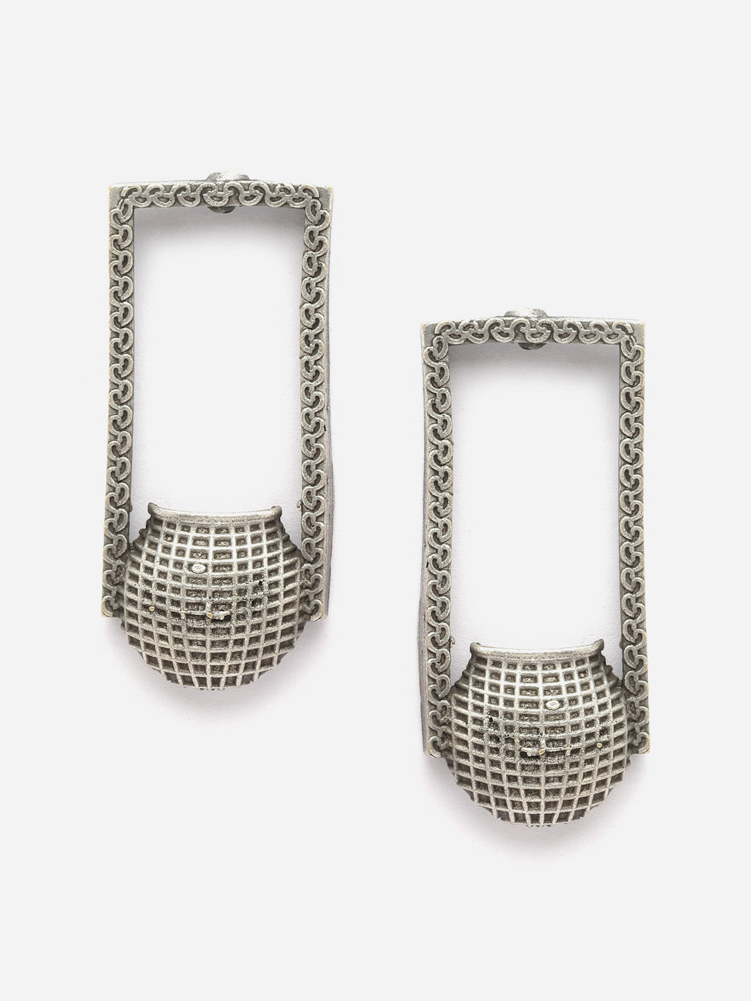 Silver-Plated Contemporary Drop Earrings
