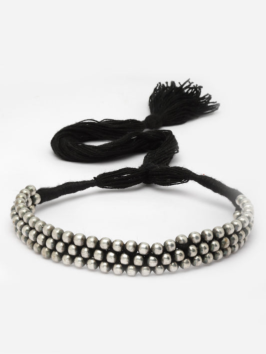 German Silver-Plated Ball Beaded Choker Tribal Festive Necklace