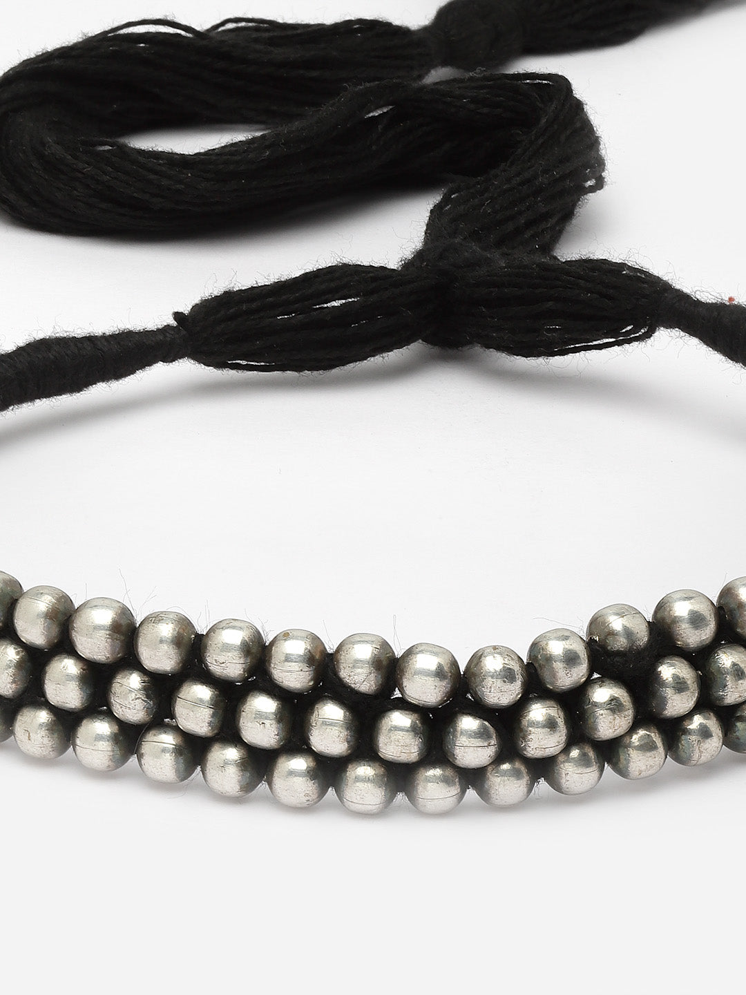 German Silver-Plated Ball Beaded Choker Tribal Festive Necklace