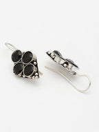 Silver-Plated German Silver Contemporary Oxidised Artificial Stones Stud Earrings