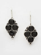 Silver-Plated German Silver Contemporary Oxidised Artificial Stones Stud Earrings