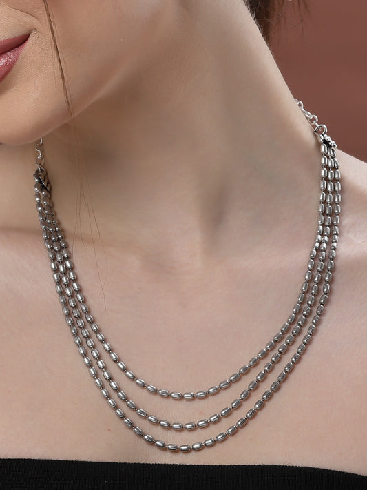 German Silver Silver-Plated Oxidised Necklace