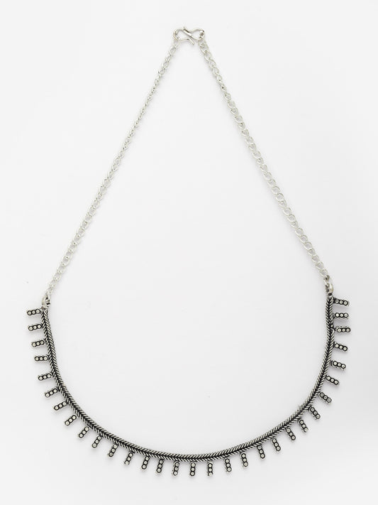 German Silver Silver-Plated Oxidised Necklace