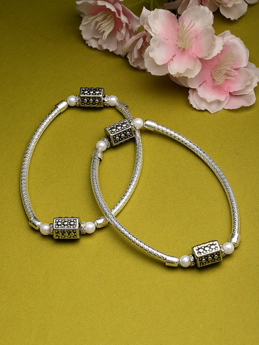 Silver Plated Artificial Beads German Silver Single Anklet