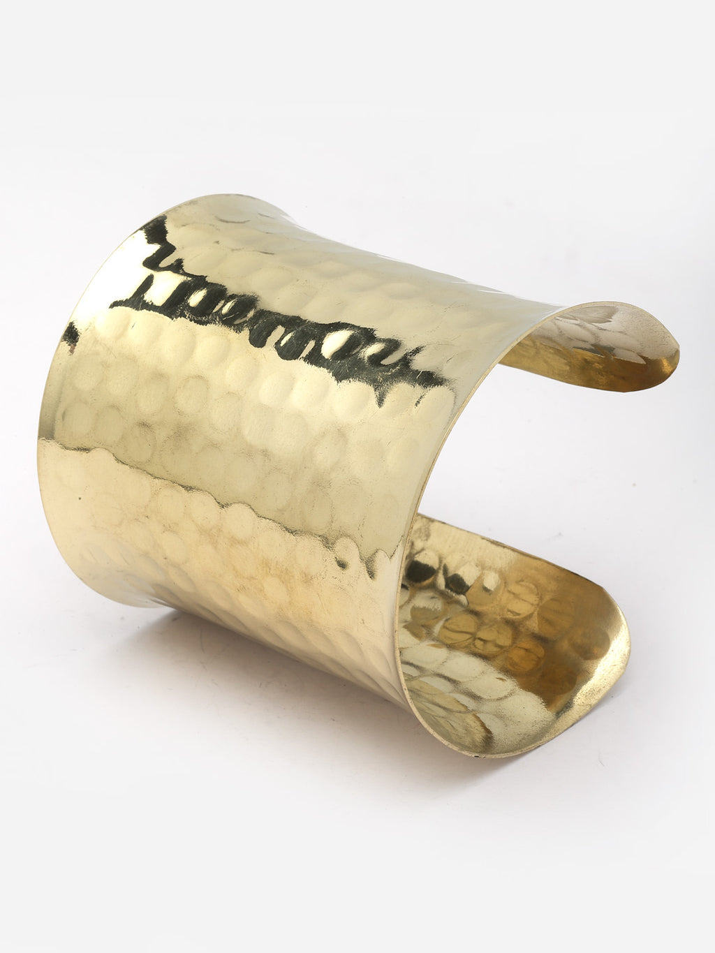 Gold Plated Statement Brass Stacking Hammered Cuff Bracelet