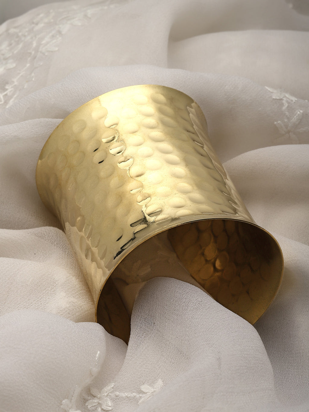 Gold Plated Statement Brass Stacking Hammered Cuff Bracelet