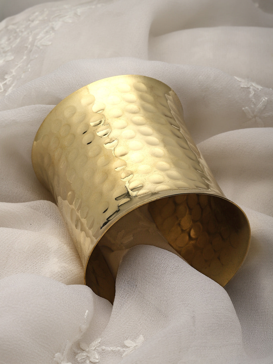 Gold Plated Statement Brass Stacking Hammered Cuff Bracelet