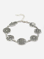Oxidised Silver Plated Charm Hamsa Geometric Symbols Bracelet