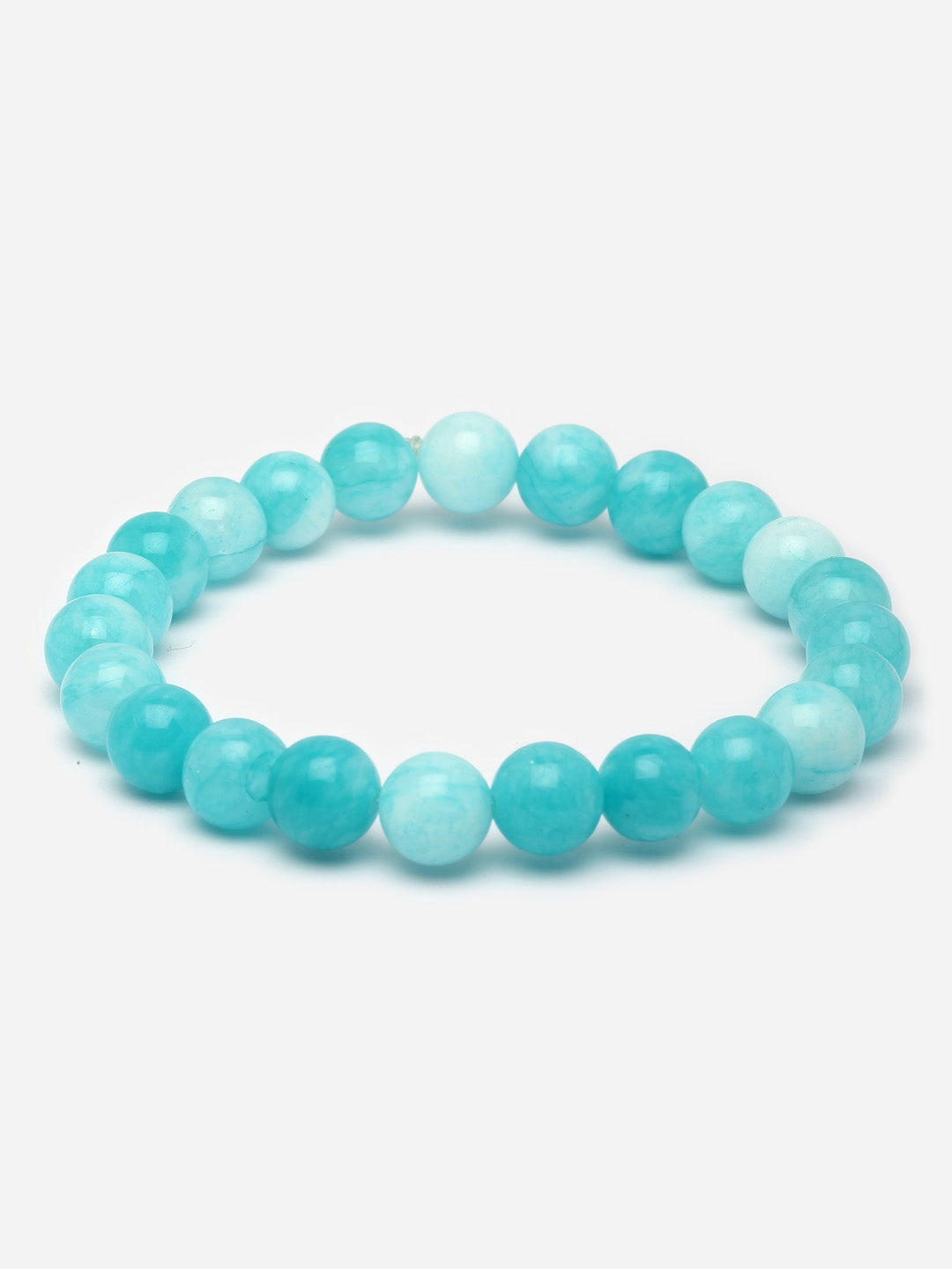 Unisex Crystals Beaded Blue Elasticated Bracelet
