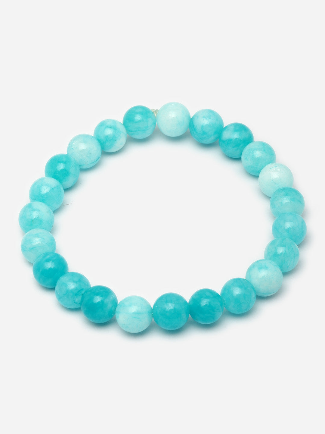 Unisex Crystals Beaded Blue Elasticated Bracelet