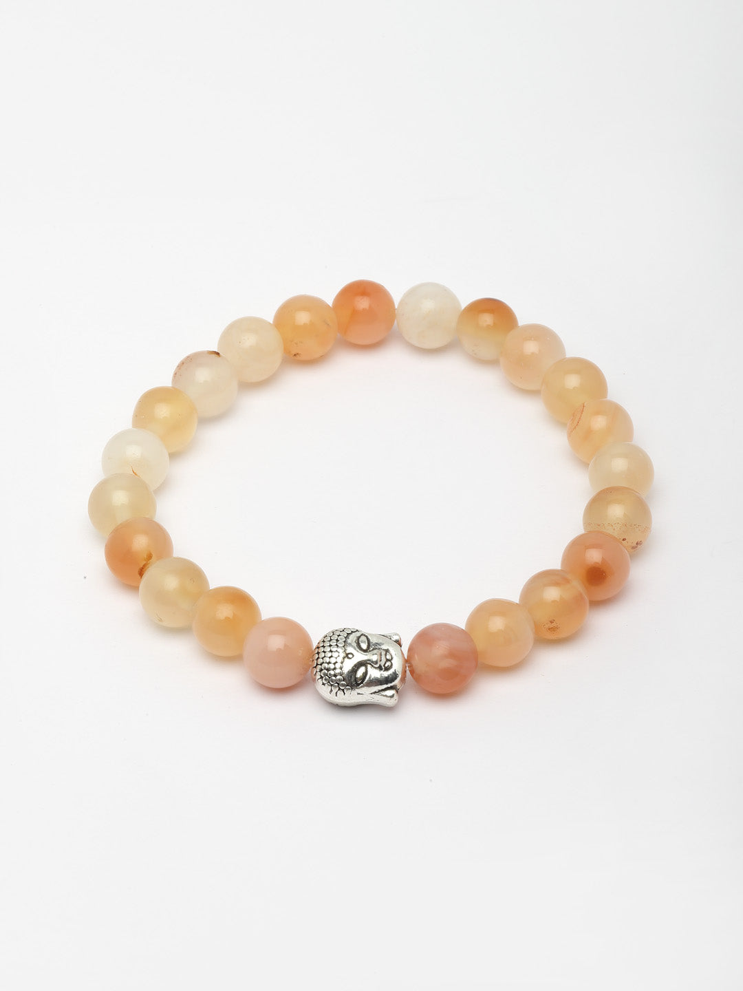 Unisex Crystals Peach Beaded Elasticated Buddha Bracelet