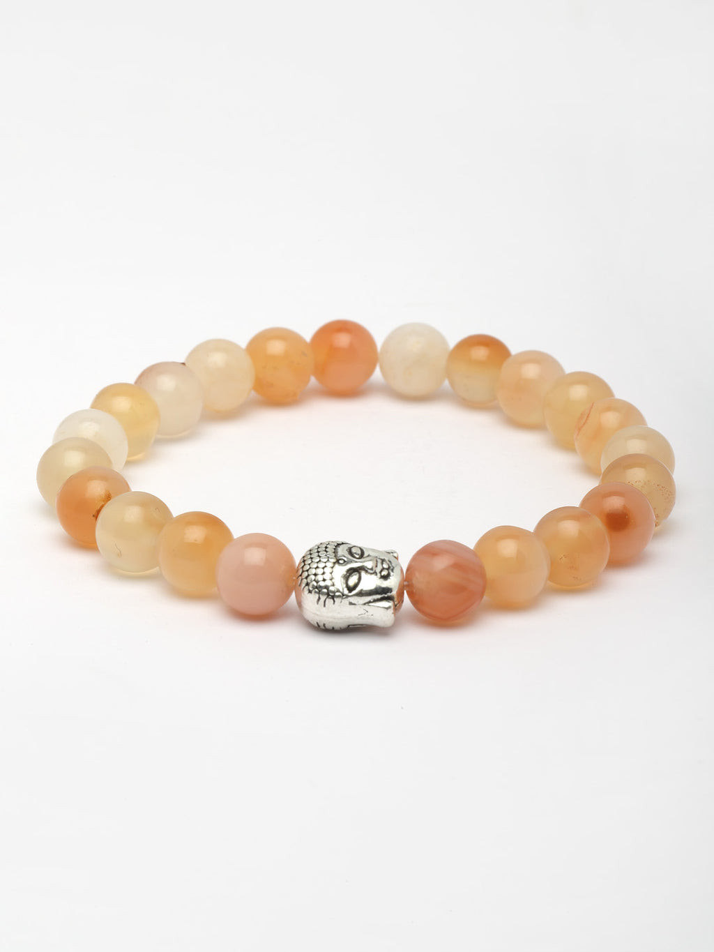 Unisex Crystals Peach Beaded Elasticated Buddha Bracelet