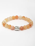 Unisex Crystals Peach Beaded Elasticated Buddha Bracelet