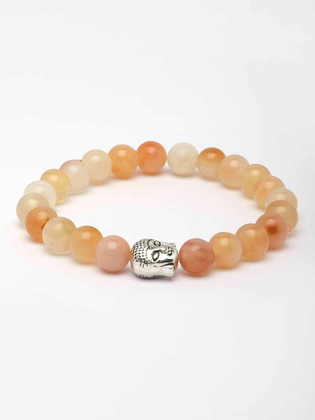 Unisex Crystals Peach Beaded Elasticated Buddha Bracelet