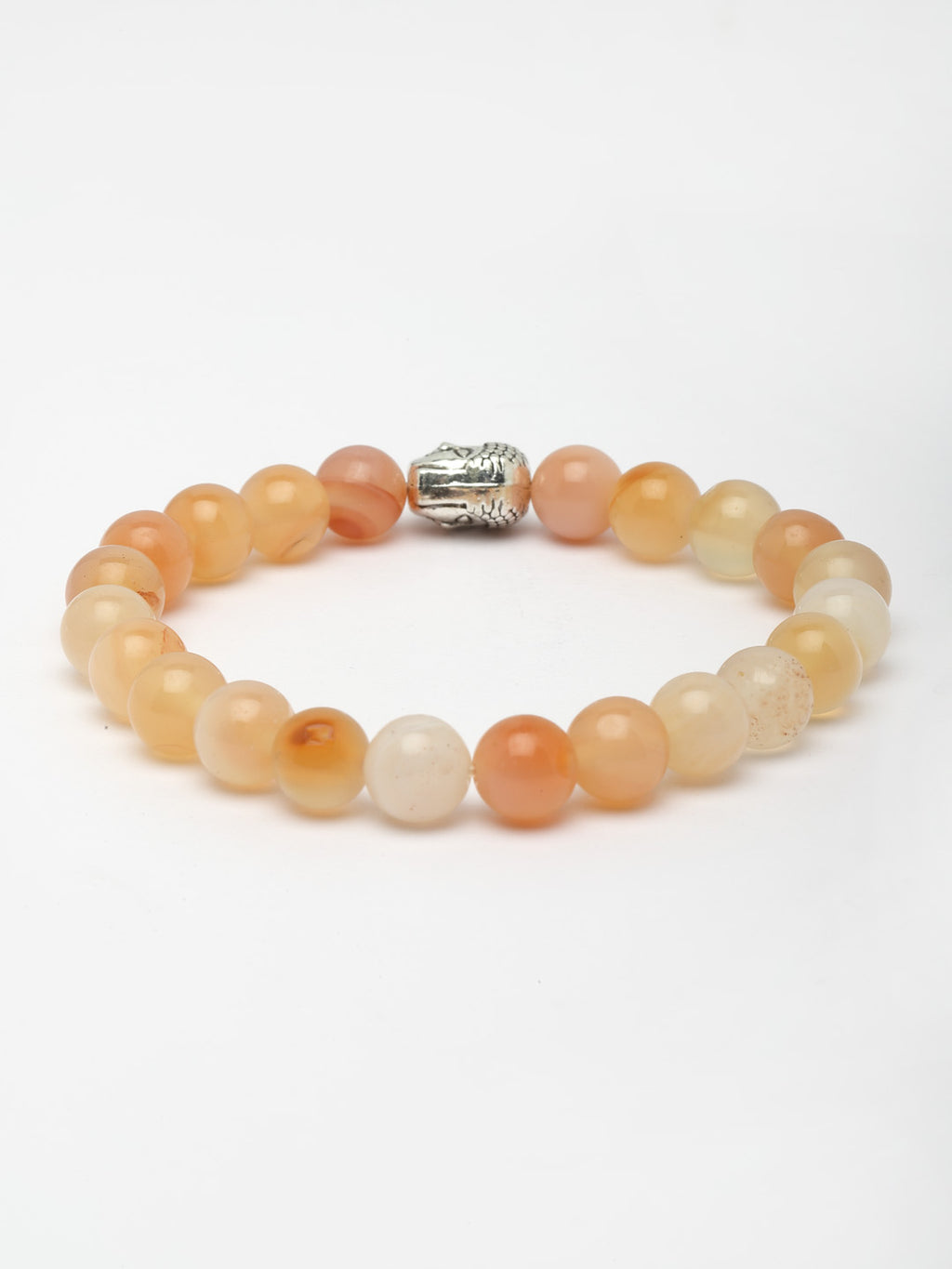 Unisex Crystals Peach Beaded Elasticated Buddha Bracelet