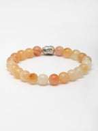 Unisex Crystals Peach Beaded Elasticated Buddha Bracelet