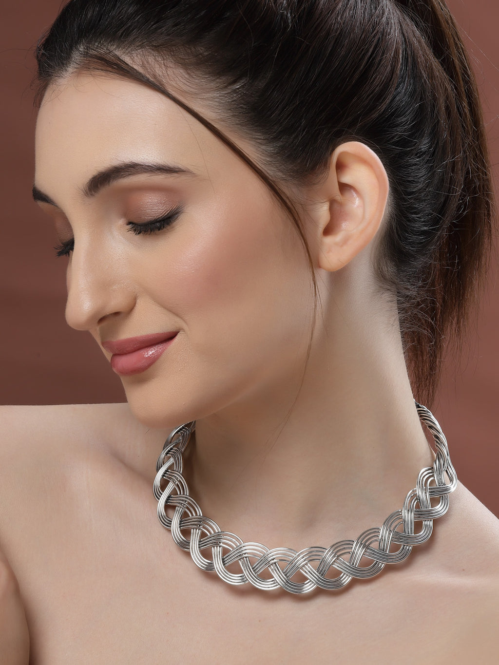 German Silver-Plated Choker Hasli Tribal Statement Oxidised Necklace