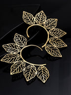 Set of 2 Gold-Plated Contemporary Leafy Statement Ear Cuffs Antique Earring
