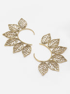 Set of 2 Gold-Plated Contemporary Leafy Statement Ear Cuffs Antique Earring
