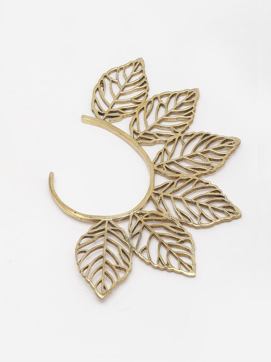 Set of 2 Gold-Plated Contemporary Leafy Statement Ear Cuffs Antique Earring