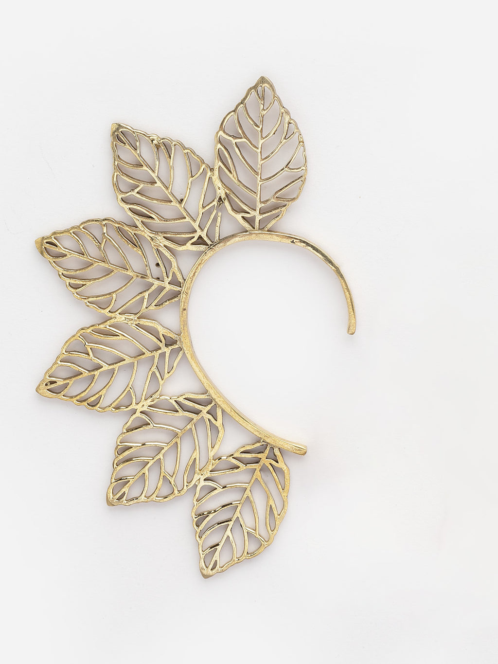 Set of 2 Gold-Plated Contemporary Leafy Statement Ear Cuffs Antique Earring