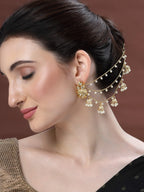 Gold-Plated Pearls Studded Classic Layered Ear Chain Ear Cuff 5 Jhumki Jhumka Earring