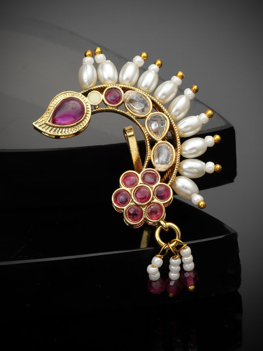 Gold-Plated Kundan Ring Nosepin