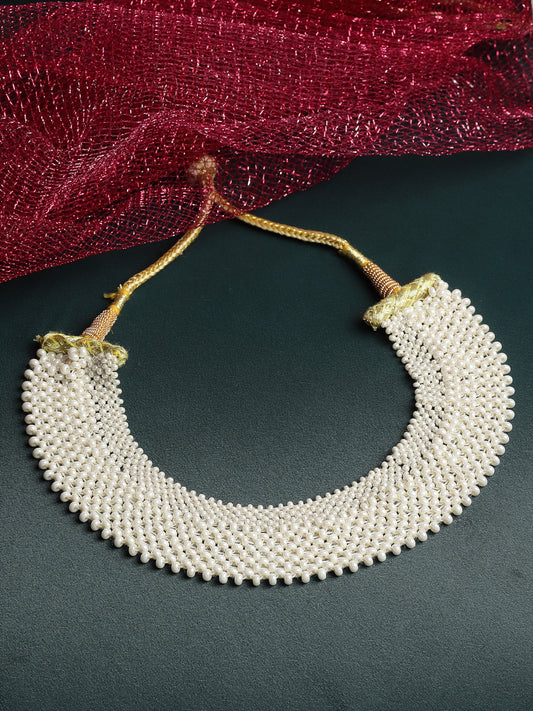 Women White & Gold-Toned Crystal Choker Necklace