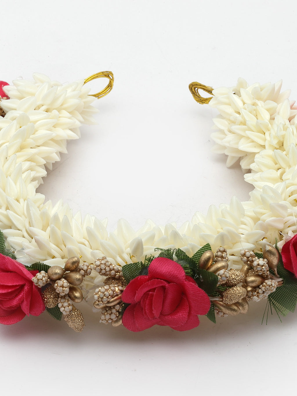 Women Red & Gold-Toned Embellished Juda Gajra Bun Hair Accessory