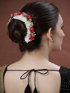 Women Red & Gold-Toned Embellished Juda Gajra Bun Hair Accessory