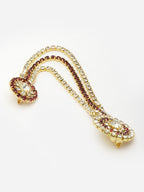 Unisex Gold-Toned & Maroon &White Embellished American Diamond Brooch Lapel Pin