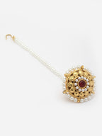 Gold-Plated Stone-Studded & Beaded Maang Tikka
