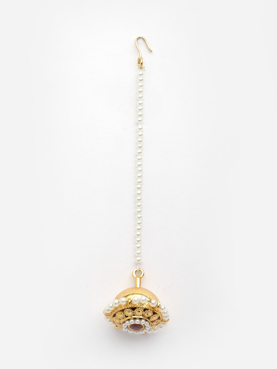 Gold-Plated Stone-Studded & Beaded Maang Tikka