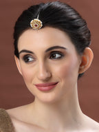 Gold-Plated Stone-Studded & Beaded Maang Tikka