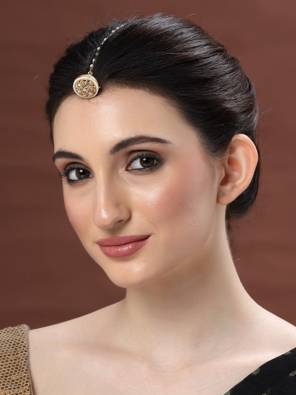 Gold-Plated Kundan-Studded Bor Borla Maang Tikka