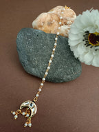 Gold Plated Kundan Studded  Cresent Moon Maang Tikka For Women Girls