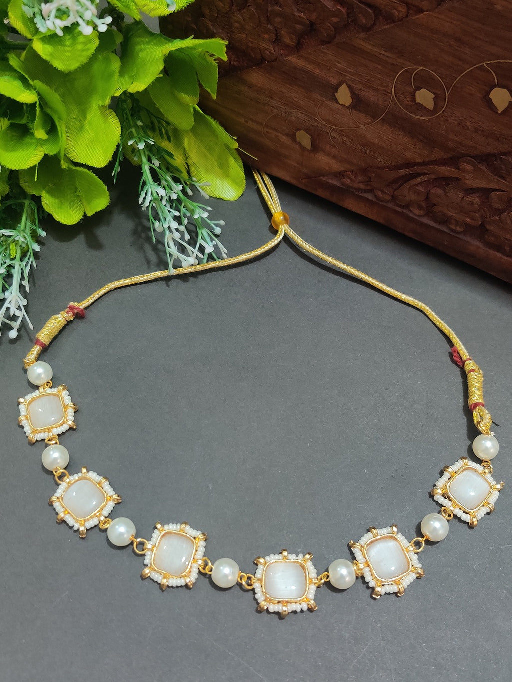 Gold-Plated Kundan Studded Statement Choker Necklace