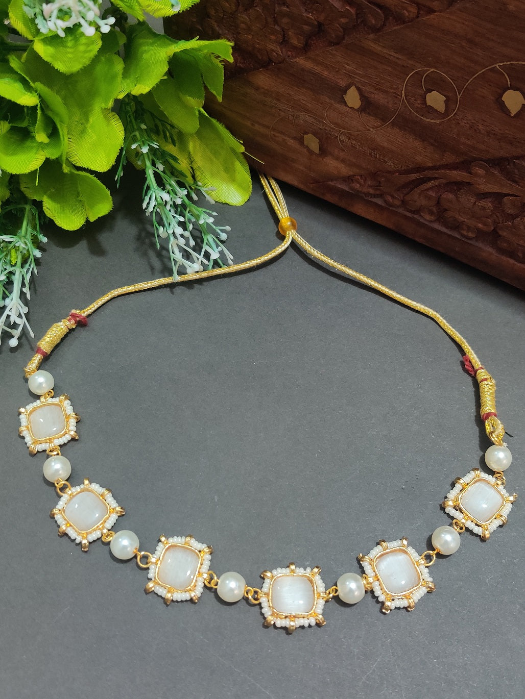 Gold-Plated Kundan Studded Statement Choker Necklace