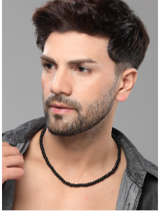 Men Beaded Pearl Chain Choker Statement Necklace