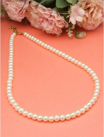 Men Beaded Pearl Chain Choker Statement Necklace