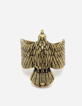Men Gold-Plated Soaring Eagle Hawk Animal Bird Design Adjustable Ring