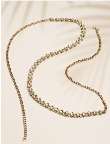 Gold-Toned Kundan Studded & Beaded Traditional Kamarbandh