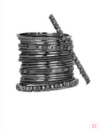 Set of 20 Oxidised Silver-Plated Bangles