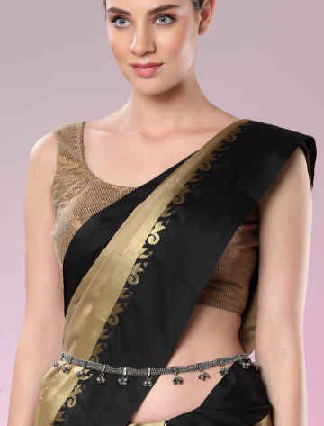 Silver-Plated German Silver Oxidised Ghungroo Beaded Kamarbandh Oxidized Waist Chain