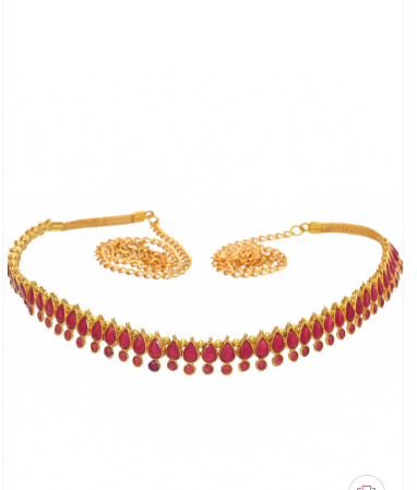 Women Gold-Toned & Pink Kundan Studded Kamarband