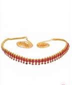 Women Gold-Toned & Pink Kundan Studded Kamarband