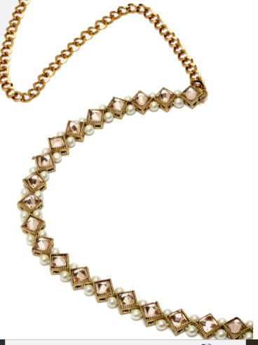 Gold-Toned Kundan Studded & Beaded Traditional Kamarbandh