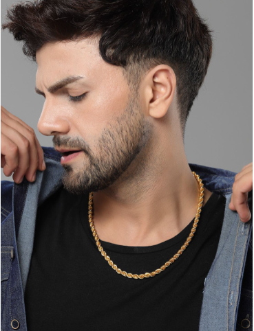 Unisex Gold-Plated Antique Chain Brass Necklace