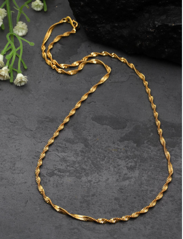 Unisex Gold-Plated Antique Chain Brass Necklace