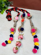 Lace & Gota Flower Punjabi Choti Paranda Ponytail Braid Holder – Multicolour